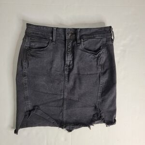 Good American Mini Denim Skirt Sz 26 Gray Mini Distressed 2/26